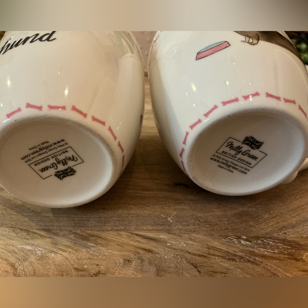 Two Dachshund Mug Set Milly Green British Design - Picture 5 of 8